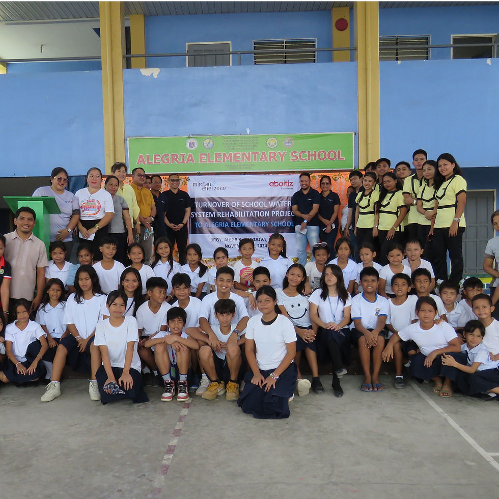 Mactan EnerZone Corporation and Aboitiz Foundation Inc. commemorate the handover of a newly refurbished water system, improving the educational setting at Alegria Elementary School, Cordova, Cebu City.
